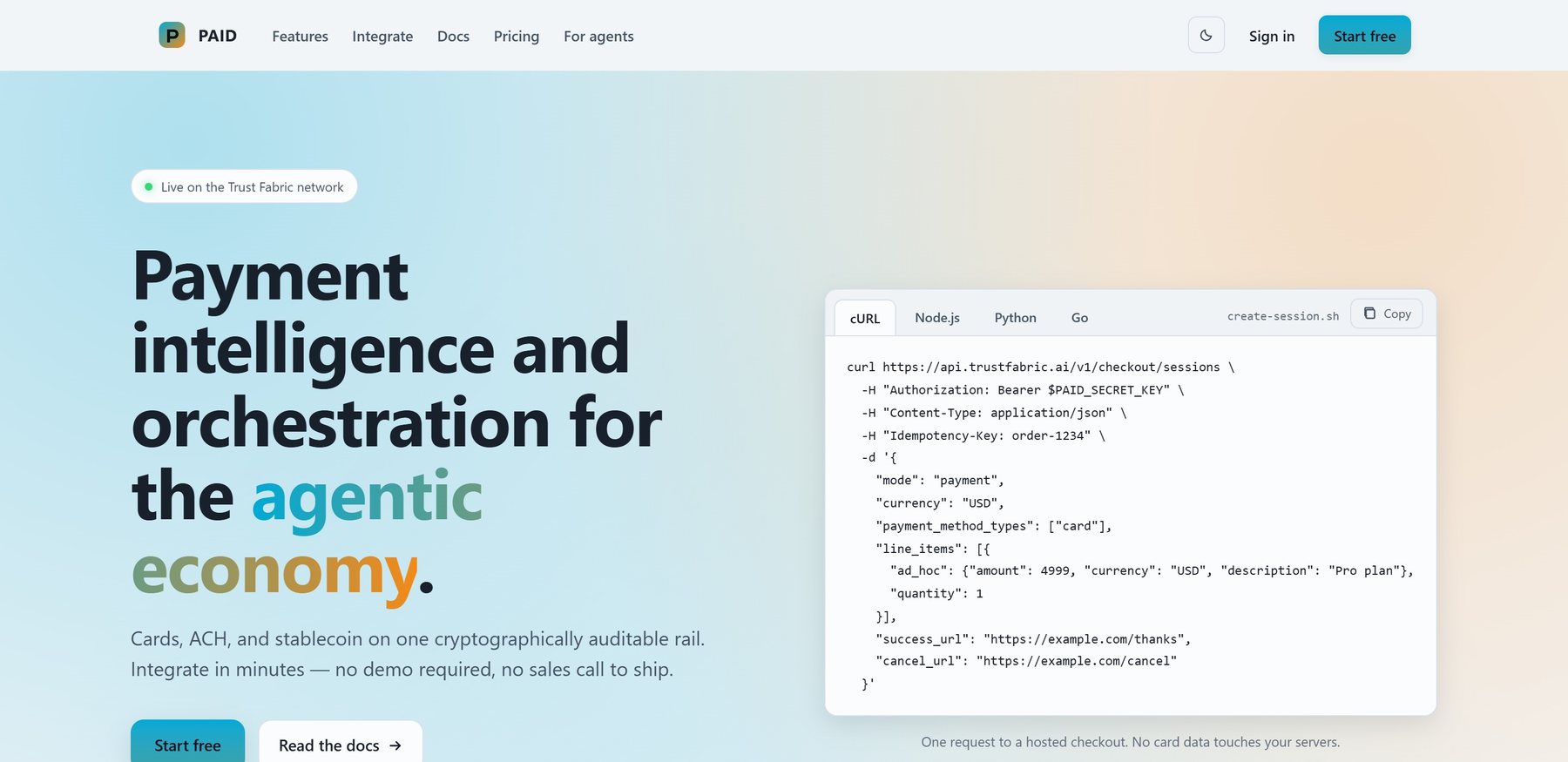 The PAID homepage