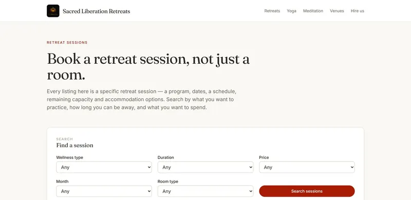 The Sacred Liberation Retreats homepage